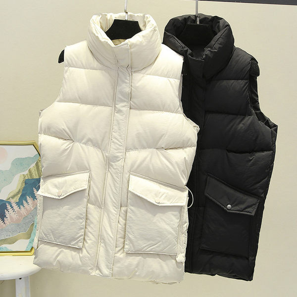 Vestă de damă elegantă, cu guler înalt și închidere cu fermoar