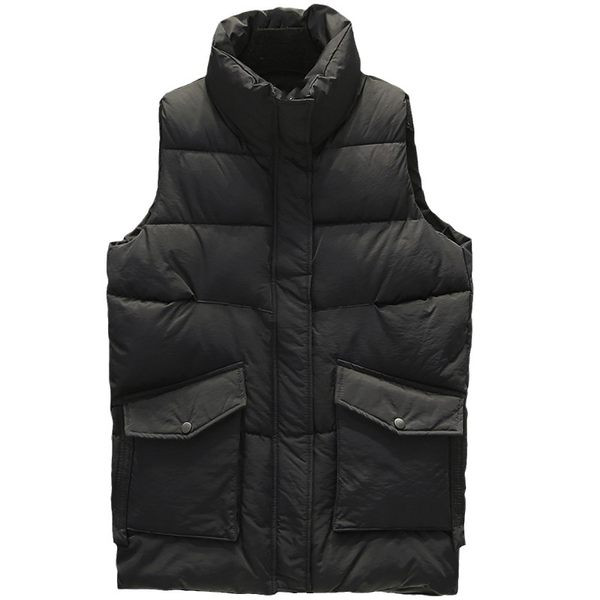 Vestă de damă elegantă, cu guler înalt și închidere cu fermoar