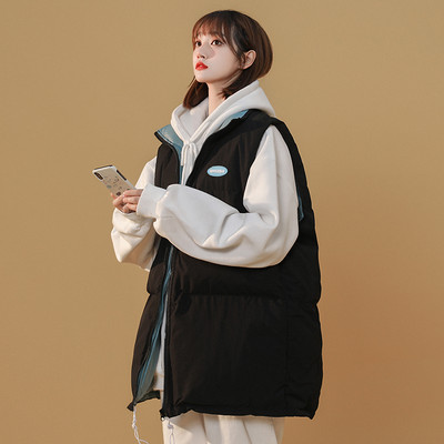 Ženski široki prsluk s kragnom i patentnim zatvaračem