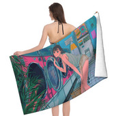 Anime Manga Girl Hot Spring Home Vonios rankšluostis Paplūdimio rankšluostis Paplūdimio rankšluostis Viešbutis Didelis vonios rankšluostis Mikropluošto rankšluostis 70X140