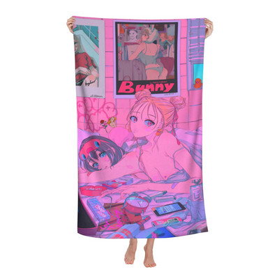 Anime Manga Girl Hot Spring Home Vonios rankšluostis Paplūdimio rankšluostis Paplūdimio rankšluostis Viešbutis Didelis vonios rankšluostis Mikropluošto rankšluostis 70X140