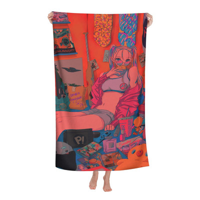 Anime Manga Girl Hot Spring Home Vonios rankšluostis Paplūdimio rankšluostis Paplūdimio rankšluostis Viešbutis Didelis vonios rankšluostis Mikropluošto rankšluostis 70X140