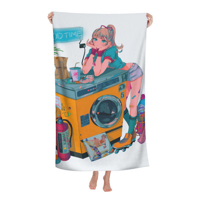 Anime Manga Girl Hot Spring Home Vonios rankšluostis Paplūdimio rankšluostis Paplūdimio rankšluostis Viešbutis Didelis vonios rankšluostis Mikropluošto rankšluostis 70X140