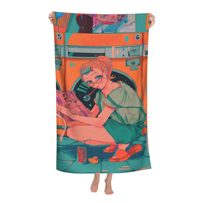 Anime Manga Girl Hot Spring Home Vonios rankšluostis Paplūdimio rankšluostis Paplūdimio rankšluostis Viešbutis Didelis vonios rankšluostis Mikropluošto rankšluostis 70X140