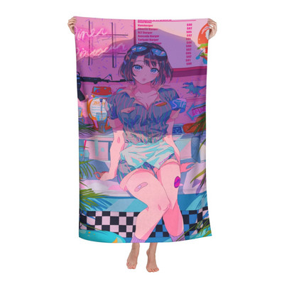 Anime Manga Girl Hot Spring Home Vonios rankšluostis Paplūdimio rankšluostis Paplūdimio rankšluostis Viešbutis Didelis vonios rankšluostis Mikropluošto rankšluostis 70X140