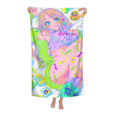 Anime Manga Girl Hot Spring Home Vonios rankšluostis Paplūdimio rankšluostis Paplūdimio rankšluostis Viešbutis Didelis vonios rankšluostis Mikropluošto rankšluostis 70X140