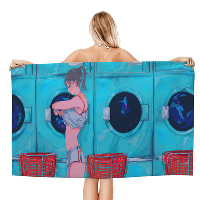 Anime Manga Girl Hot Spring Home Vonios rankšluostis Paplūdimio rankšluostis Paplūdimio rankšluostis Viešbutis Didelis vonios rankšluostis Mikropluošto rankšluostis 70X140