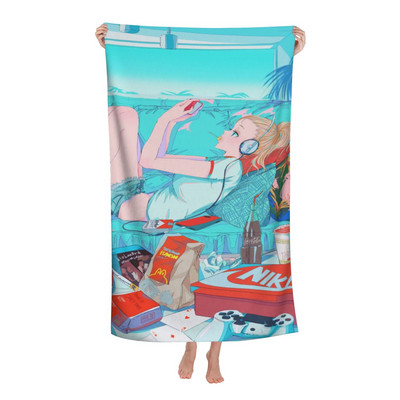 Anime Manga Girl Hot Spring Home Vonios rankšluostis Paplūdimio rankšluostis Paplūdimio rankšluostis Viešbutis Didelis vonios rankšluostis Mikropluošto rankšluostis 70X140