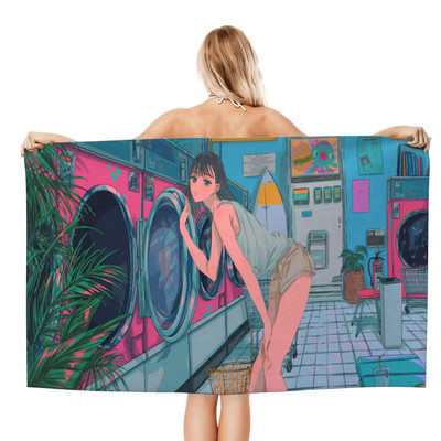 Anime Manga Girl Hot Spring Home Vonios rankšluostis Paplūdimio rankšluostis Paplūdimio rankšluostis Viešbutis Didelis vonios rankšluostis Mikropluošto rankšluostis 70X140