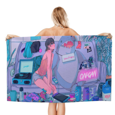 Anime Manga Girl Hot Spring Home Vonios rankšluostis Paplūdimio rankšluostis Paplūdimio rankšluostis Viešbutis Didelis vonios rankšluostis Mikropluošto rankšluostis 70X140