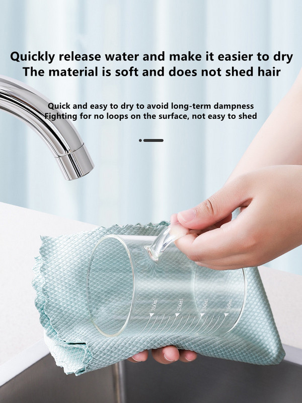 5/10 vnt Virtuvės rankšluosčių mikropluošto riebalų valymo šluostės langų stiklams automobilių grindų skudurams dubens indams keraminių plytelių servetėlės virtuvės įrankis