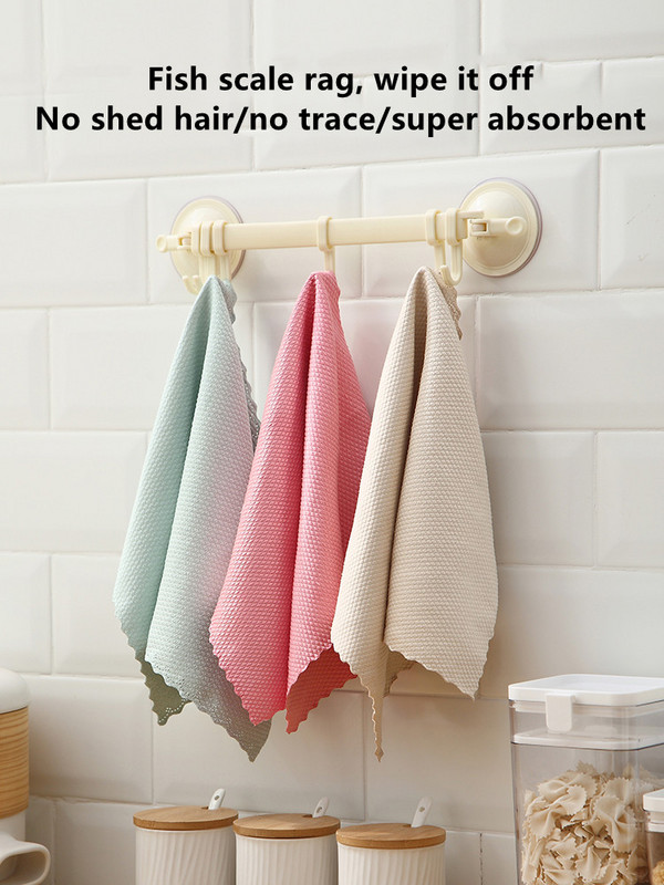 5/10 vnt Virtuvės rankšluosčių mikropluošto riebalų valymo šluostės langų stiklams automobilių grindų skudurams dubens indams keraminių plytelių servetėlės virtuvės įrankis