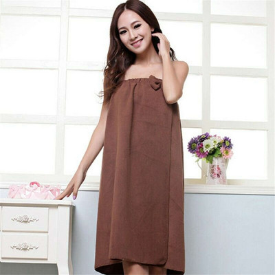 Confortabil, absorbant, microfibră, pentru femei, versiunea coreeană, cu fundă, cu fundă, rochie de baie, duș, saună, spa, halat de corp, înveliș prosop 140x75cm
