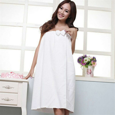 Confortabil, absorbant, microfibră, pentru femei, versiunea coreeană, cu fundă, cu fundă, rochie de baie, duș, saună, spa, halat de corp, înveliș prosop 140x75cm