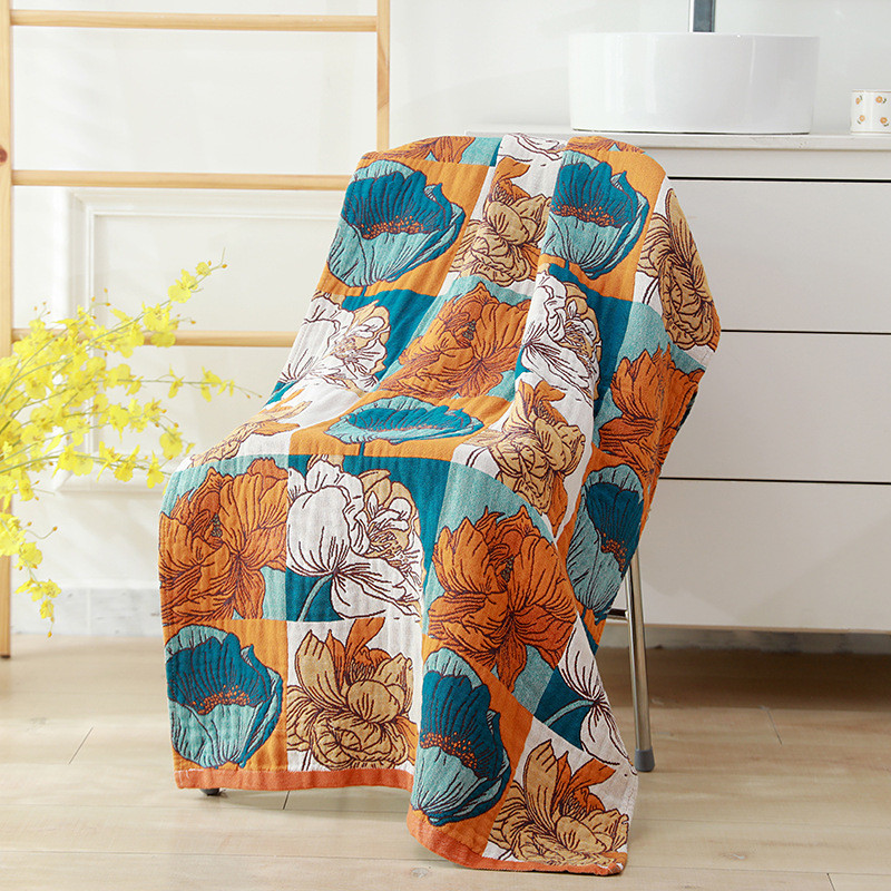 Moteriškas vaikiškas ilgas vonios rankšluostis 80*160 animacinis filmukas gėlių penkių sluoksnių medvilnės marlės vonios kambariui, daugkartinio naudojimo greitai džiūstantis aukštos kokybės