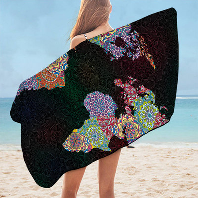 BeddingOutlet világtérkép fürdőlepedő fürdőszoba Afrikai térkép Mikroszálas strandtörölköző Földrajz Színes zuhanytörölköző 75x150cm Dropship