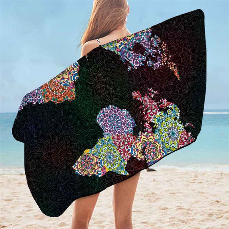 BeddingOutlet világtérkép fürdőlepedő fürdőszoba Afrikai térkép Mikroszálas strandtörölköző Földrajz Színes zuhanytörölköző 75x150cm Dropship