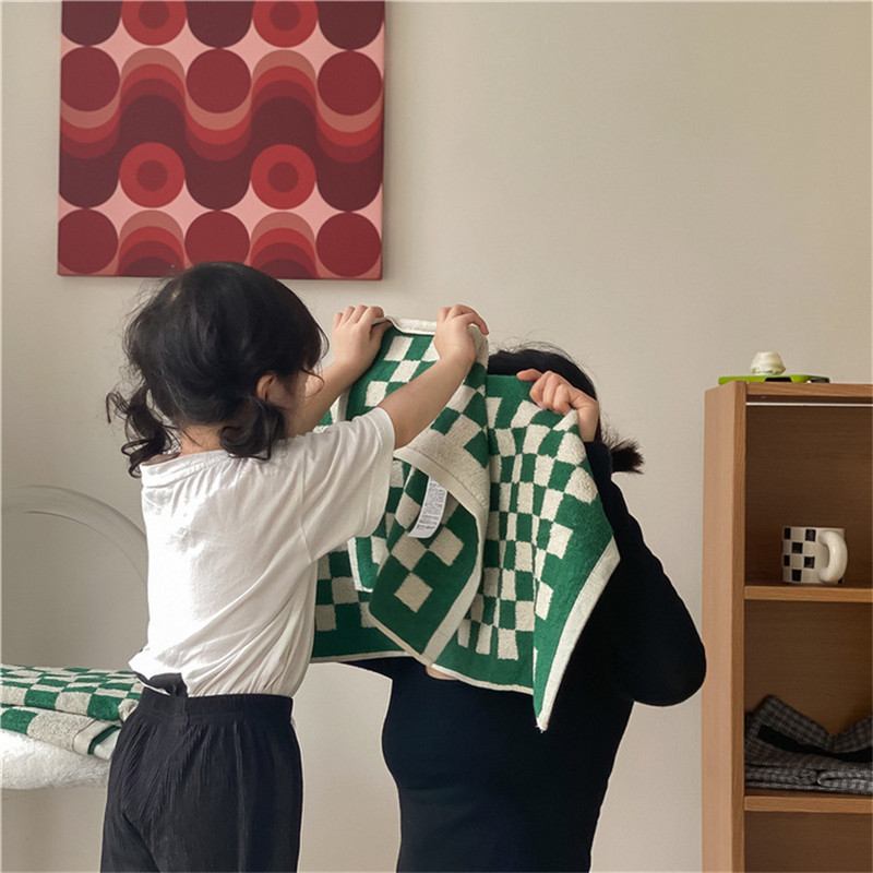 Super upijanje vode retro šahovski ručnik za lice za ruke, brzo sušenje Odgovarajući pamučni hotelski ručnik s dugim spajalicama