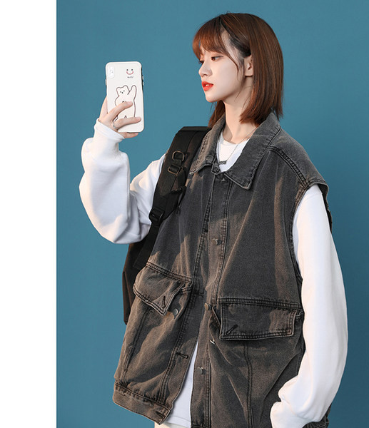 Vesta lata din denim cu buzunar