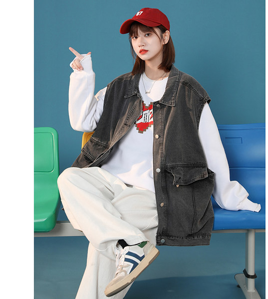 Vesta lata din denim cu buzunar