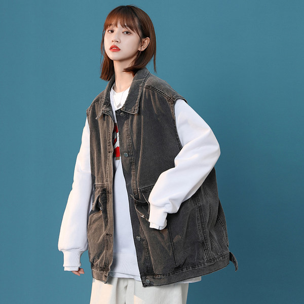 Vesta lata din denim cu buzunar