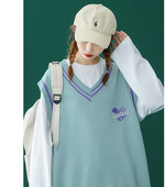 Moteriška V formos kaklo liemenė su siuvinėjimu