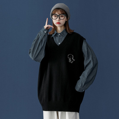 Női V-nyakú mellény nyomtatással