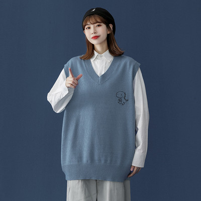 Női V-nyakú mellény nyomtatással