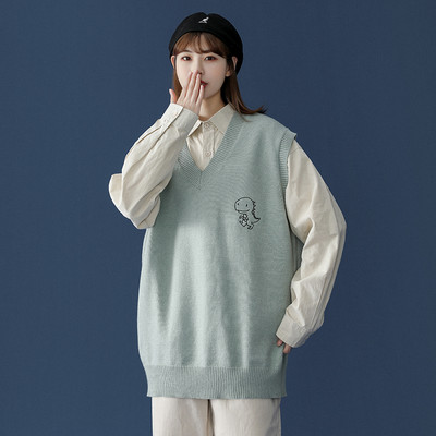 Női V-nyakú mellény nyomtatással