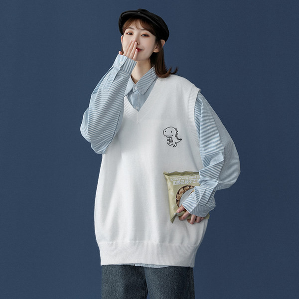 Női V-nyakú mellény nyomtatással