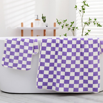 Ručnik za kupanje od koraljnog flisa Navlake za šahovnicu Mekani upijajući ručnik Kupaonski ručnik Suha traka za kosu Kapa Ručnik Dnevne potrepštine Kupaonica