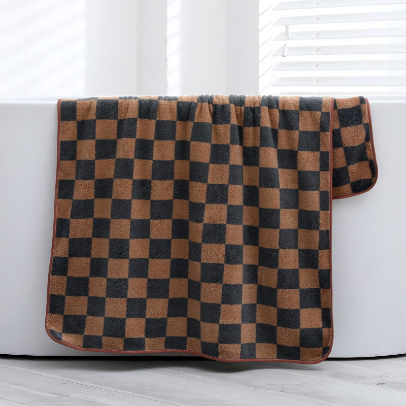 Ručnik za kupanje od koraljnog flisa Navlake za šahovnicu Mekani upijajući ručnik Kupaonski ručnik Suha traka za kosu Kapa Ručnik Dnevne potrepštine Kupaonica