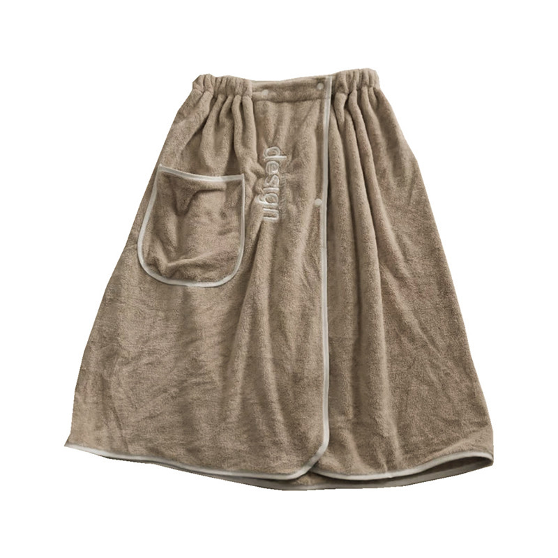 Vyriškas koralų vilnos vonios sijonas yra atsparus tuščiam ir gali būti naudojamas vonios rankšluosčiams, kad būtų minkštas ir sugeriantis plaukimo ir maudymosi chalatas