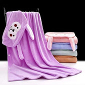 Animacinių filmų vaikiškas kepuraitės vonios rankšluostis, pastorintas mielas kūdikis, itin minkštas, sugeriantis gobtuvas koralų vilnos chalatas, kurį galima dėvėti antklodę