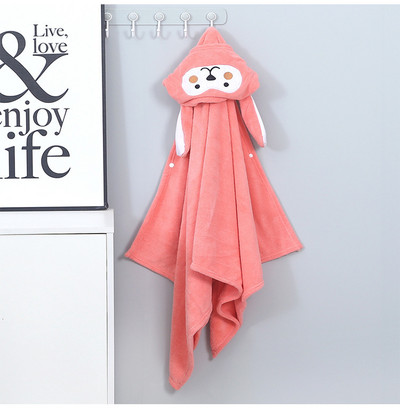 Animacinių filmų vaikiškas kepuraitės vonios rankšluostis, pastorintas mielas kūdikis, itin minkštas, sugeriantis gobtuvas koralų vilnos chalatas, kurį galima dėvėti antklodę