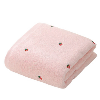 Хавлиена кърпа за възрастни 100% памук сладка кърпа за баня с бродерия на ягоди Дамска розова кърпа