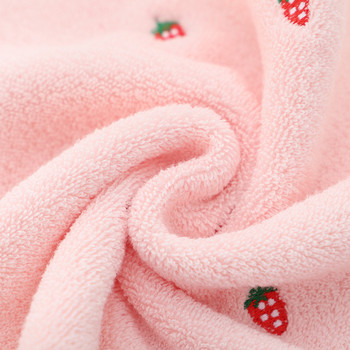 Хавлиена кърпа за възрастни 100% памук сладка кърпа за баня с бродерия на ягоди Дамска розова кърпа
