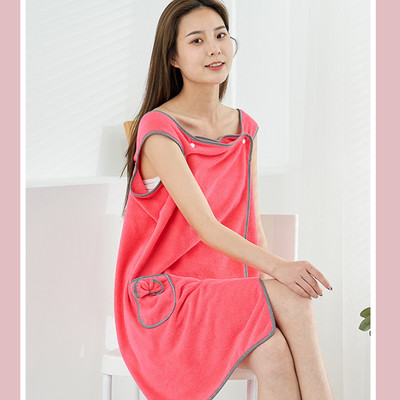 Prosop de baie din lână moale de corali magic, purtabilă, cu bretele pentru adulți, fustă de baie, bentiță, uscător de păr, șapcă de duș