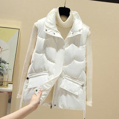 Párnázott női mellény cipzárral és zsebbel