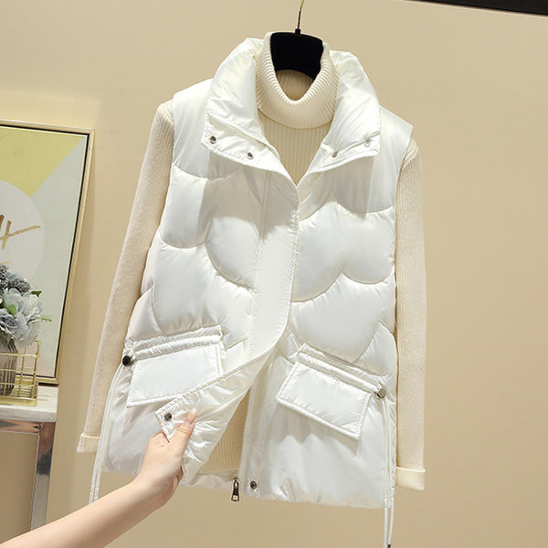 Párnázott női mellény cipzárral és zsebbel