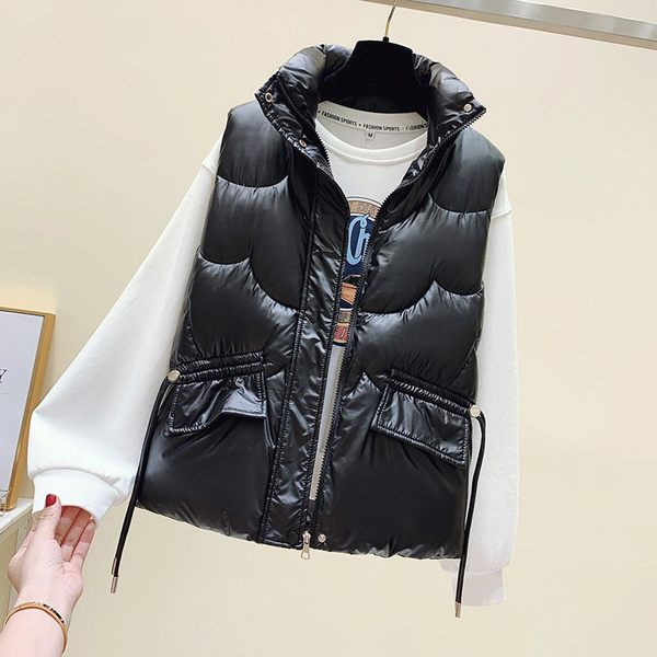 Párnázott női mellény cipzárral és zsebbel