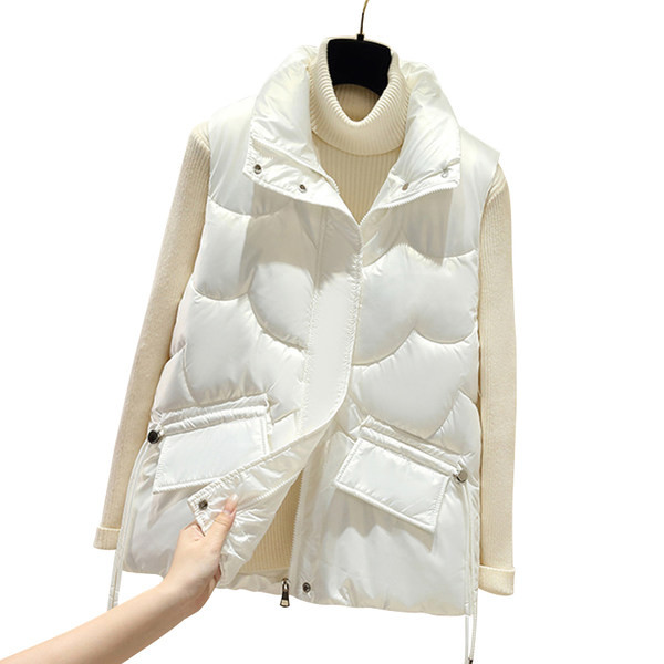 Párnázott női mellény cipzárral és zsebbel