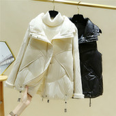 Vestă casual de damă cu guler înalt și elastic