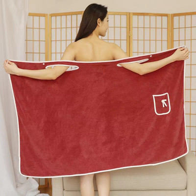 Γυναικεία μόδα Φορετή πετσέτα μπάνιου από μαλακό φλις κοραλλιών, μπουρνούζι που στεγνώνει γρήγορα Φόρεμα μπάνιου