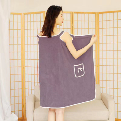 Moteriška madinga, minkšta koralų vilna, nešiojamas rankšluostis, greitai džiūstantis chalatas, apvyniojamas krūtinės suknele