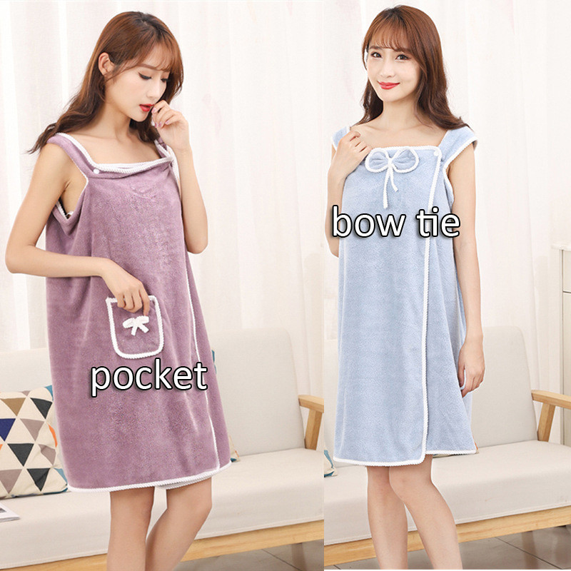 Moteriška madinga, minkšta koralų vilna, nešiojamas rankšluostis, greitai džiūstantis chalatas, apvyniojamas krūtinės suknele