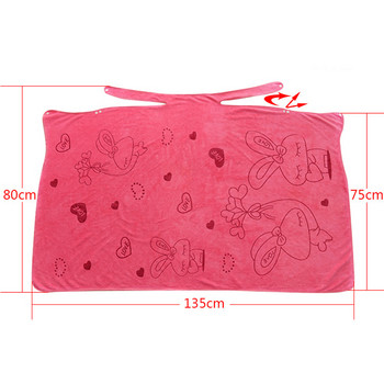 Носена кърпа за баня Микрофибърна щампа с карикатура Дамска прашка пола за баня Плажна кърпа 80*135 см
