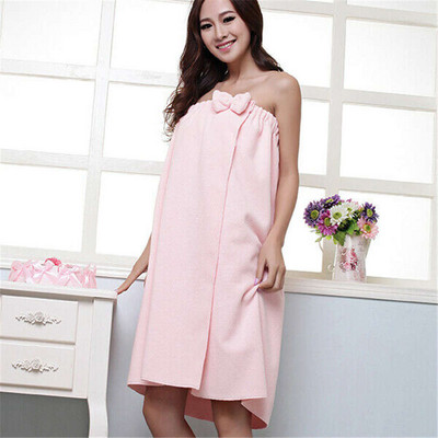 Confortabil, absorbant, microfibră, pentru femei, versiunea coreeană, cu fundă, cu fundă, rochie de baie, duș, saună, spa, halat de corp, înveliș prosop 140x75cm