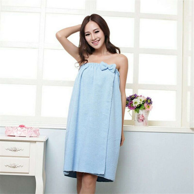 Confortabil, absorbant, microfibră, pentru femei, versiunea coreeană, cu fundă, cu fundă, rochie de baie, duș, saună, spa, halat de corp, înveliș prosop 140x75cm