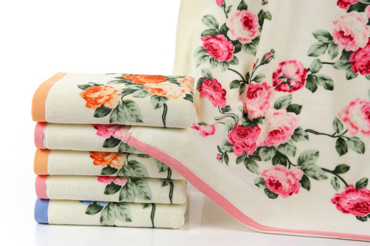 Prosoape de baie din bumbac cu model floral de 75*140 cm pentru adulți, prosoape de baie de plajă Terry pentru baie, prosop de baie cu flori, Serviette de Bain